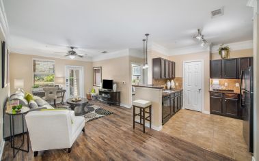 Kitchen and Living Room at MAA Fairview in Dallas, TX