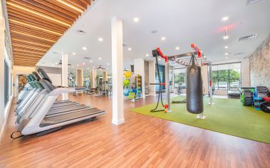 Fitness center at MAA Frisco Bridges luxury apartment homes in Dallas, TX