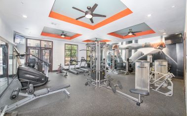 Fitness center at MAA Frisco Bridges luxury apartment homes in Dallas, TX