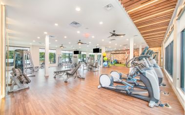 Fitness center at MAA Frisco Bridges luxury apartment homes in Dallas, TX