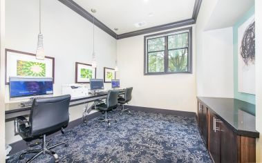 Business center at MAA Frisco Bridges luxury apartment homes in Dallas, TX
