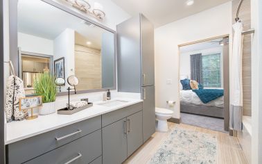 Bathroom at MAA Frisco Bridges luxury apartment homes in Dallas, TX