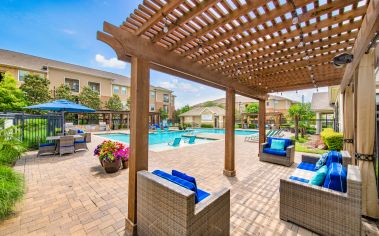 Pool view at MAA Hebron in Dallas, TX