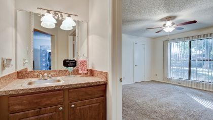 En suite Bathroom at Courtyards at Campbell luxury apartment homes in Dallas, TX