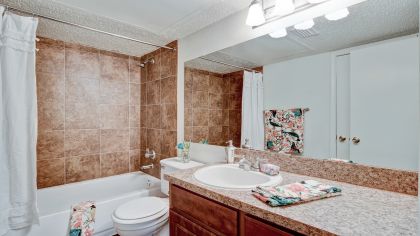 Bathroom at Courtyards at Campbell luxury apartment homes in Dallas, TX