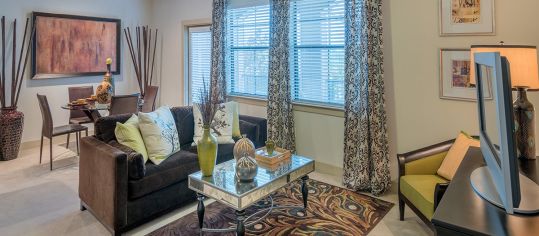 Living Room at MAA Lowes Farm luxury apartment homes in Mansfield, TX