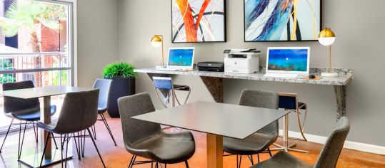 Business Center at MAA North Hall luxury apartment homes in Dallas, TX