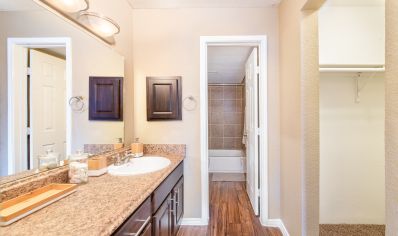 Bathroom at MAA Remington Hills luxury apartment homes in Irving, TX