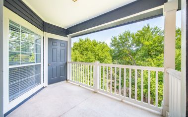 Private balcony at MAA Stonebridge Ranch luxury apartment homes in McKinney, TX