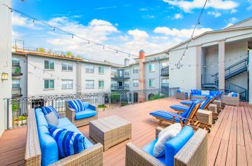 Patio deck at MAA Uptown Village luxury apartment homes in Dallas, TX