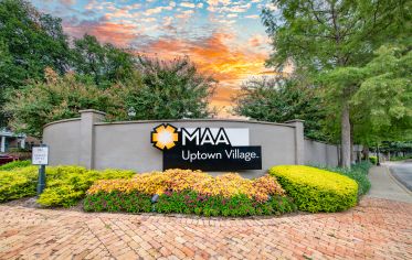 Signage at MAA Uptown Village luxury apartment homes in Dallas, TX