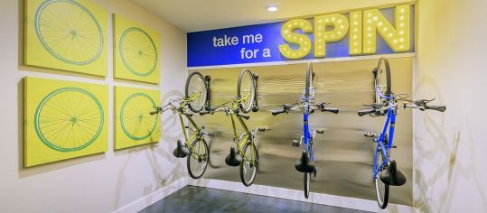 Bicycles to loan at MAA Uptown Village luxury apartment homes in Dallas, TX