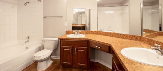 Bathroom at MAA Valley Ranch luxury apartment homes in Dallas, TX