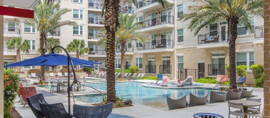 Pool view at MAA Afton Oaks luxury apartment homes in Houston, TX