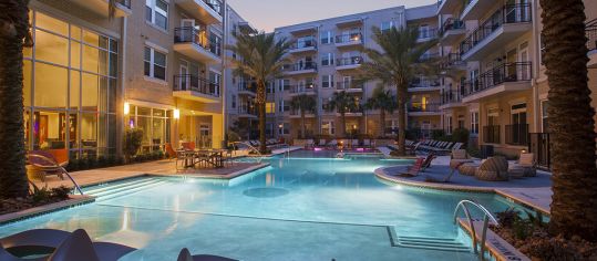 Evening Pool at MAA Afton Oaks luxury apartment homes in Houston, TX