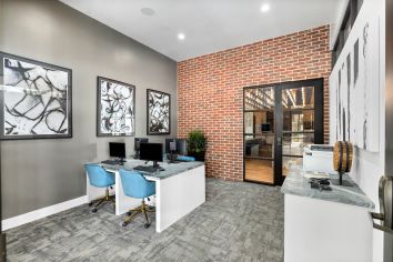 Business center at MAA Greater Heights luxury apartment homes in Houston, TX