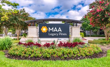 Signage at MAA Legacy Pines luxury apartment homes in Houston, TX