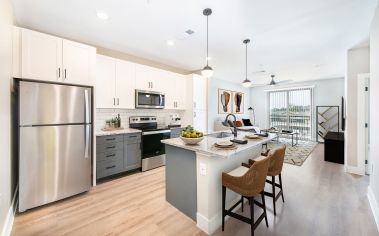 Kitchen and Living room area at MAA Park Point in Houston, TX