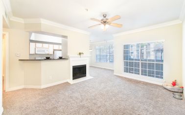 Living room at MAA Ranchstone luxury apartment homes in Houston, TX