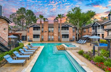 Pool area at MAA Valleywood in Houston, TX