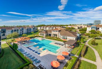 Pool aerial at MAA Vintage Park luxury apartment homes in Houston, TX