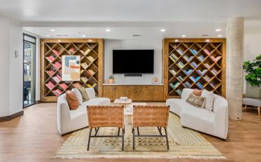 Clubhouse with Bookshelves at Post 510 in Houston, TX