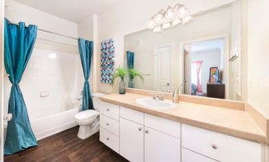 Bathroom at MAA Haven at Blanco luxury apartment homes in San Antonio, TX