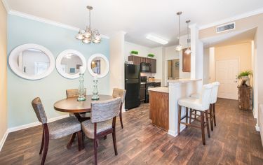 Kitchen and dining area at MAA Haven at Blanco luxury apartment homes in San Antonio, TX
