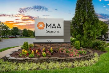 Signage at MAA Seasons luxury apartment homes in Fredericksburg, VA