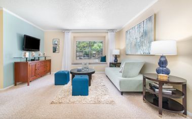 Model unit living room at Colonial Village at West End in Richmond, VA