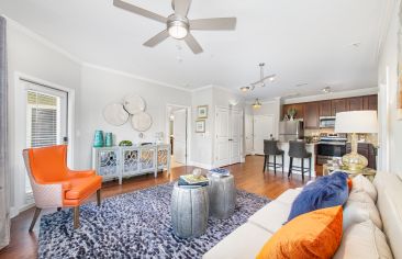 Living room at Retreat at West Creek luxury apartment homes in Richmond, VA