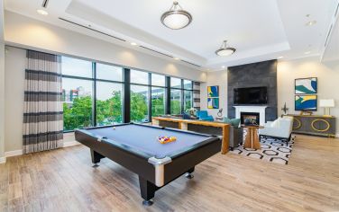 Clubhouse billiards at MAA National Landing luxury apartment homes in Washington, DC