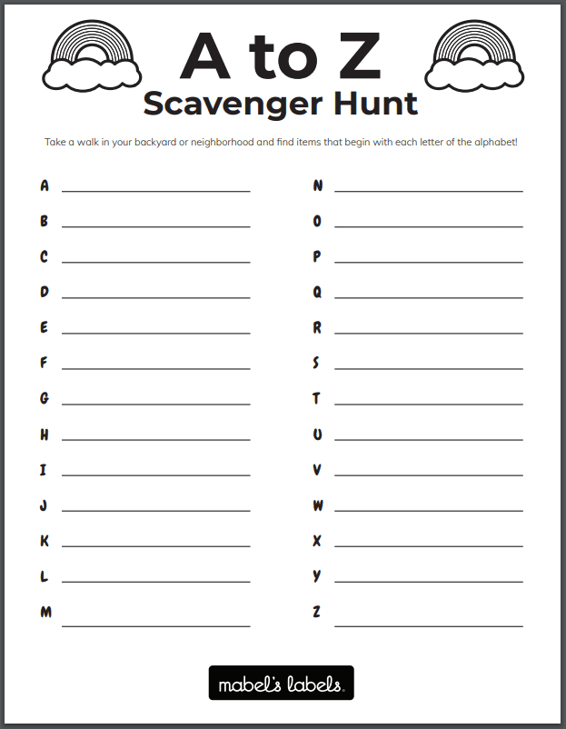 Scavenger Hunt from Mabel's Labels