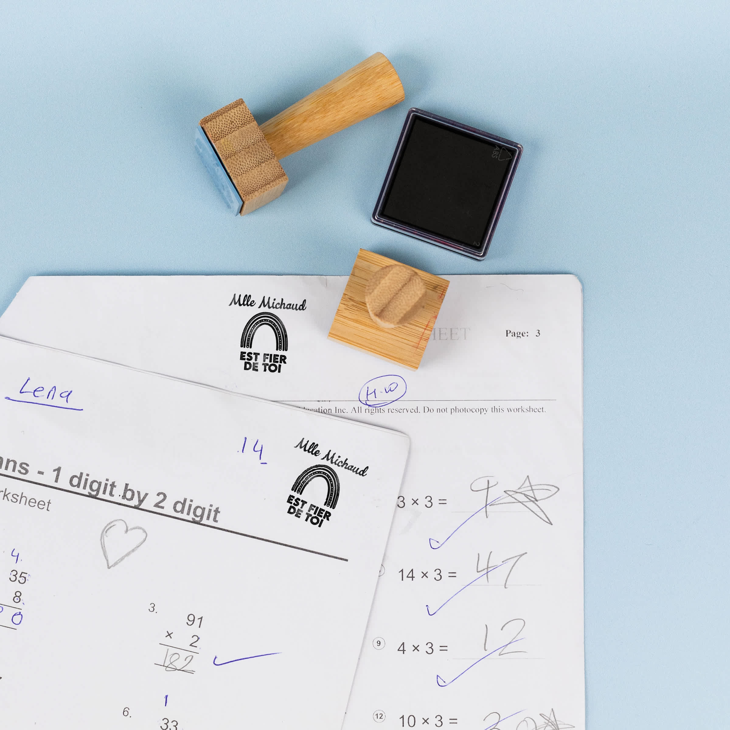 Étampe en bois personnalisé pour enseignant 