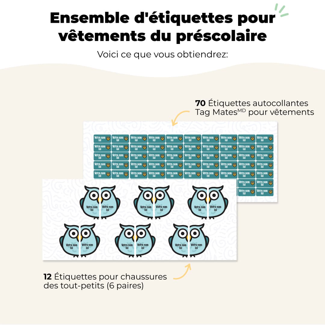 Ensemble d'étiquettes pour vêtements du préscolaire Galerie 1