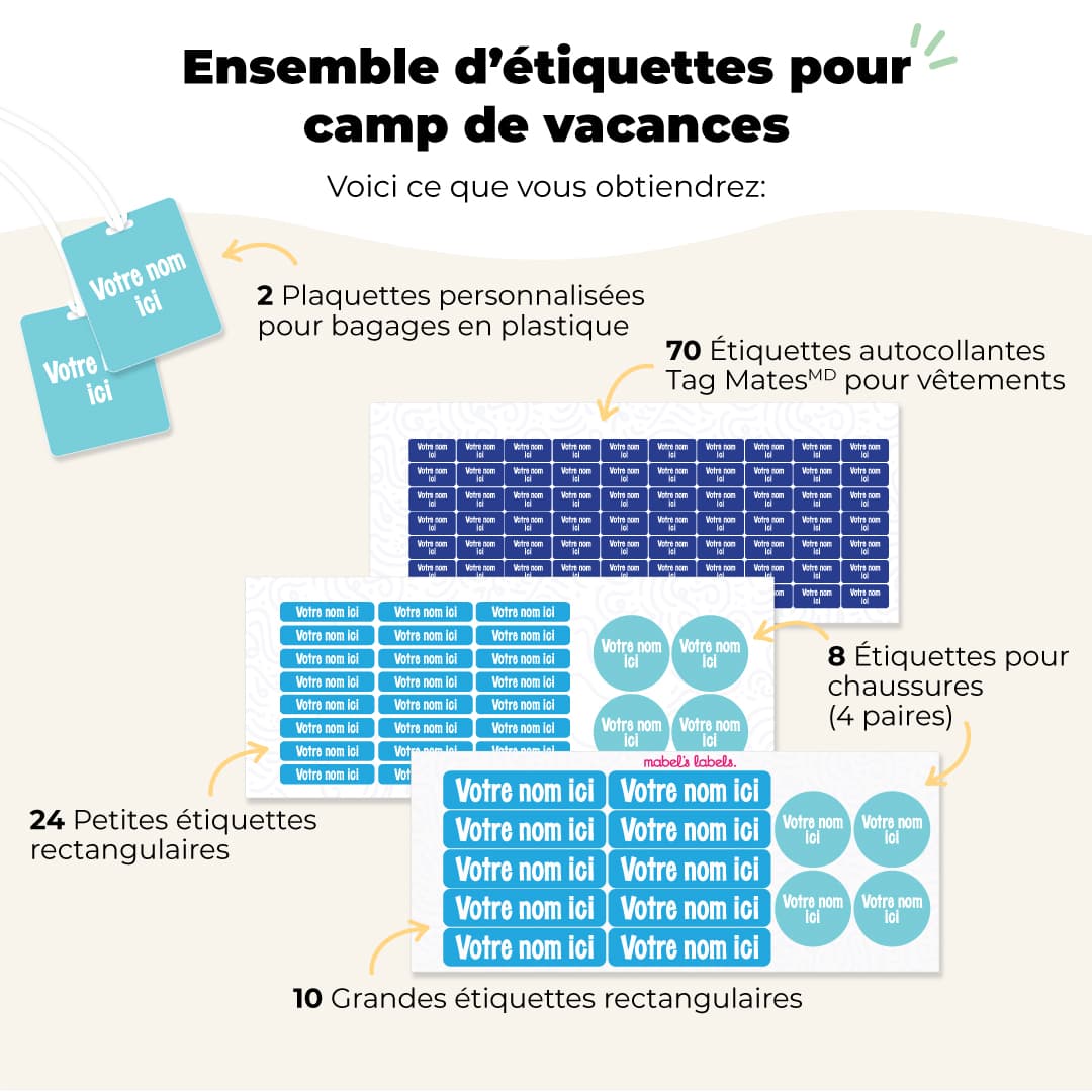 Ensemble d’étiquettes pour camp de vacances Galerie 1