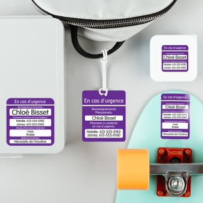 Étiquettes de contact d’urgence