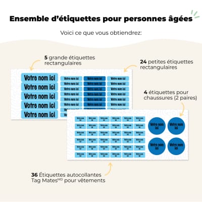Ensemble d’étiquettes pour personnes âgées