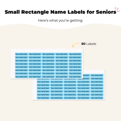 Small Rectangle Name Labels for Seniors 