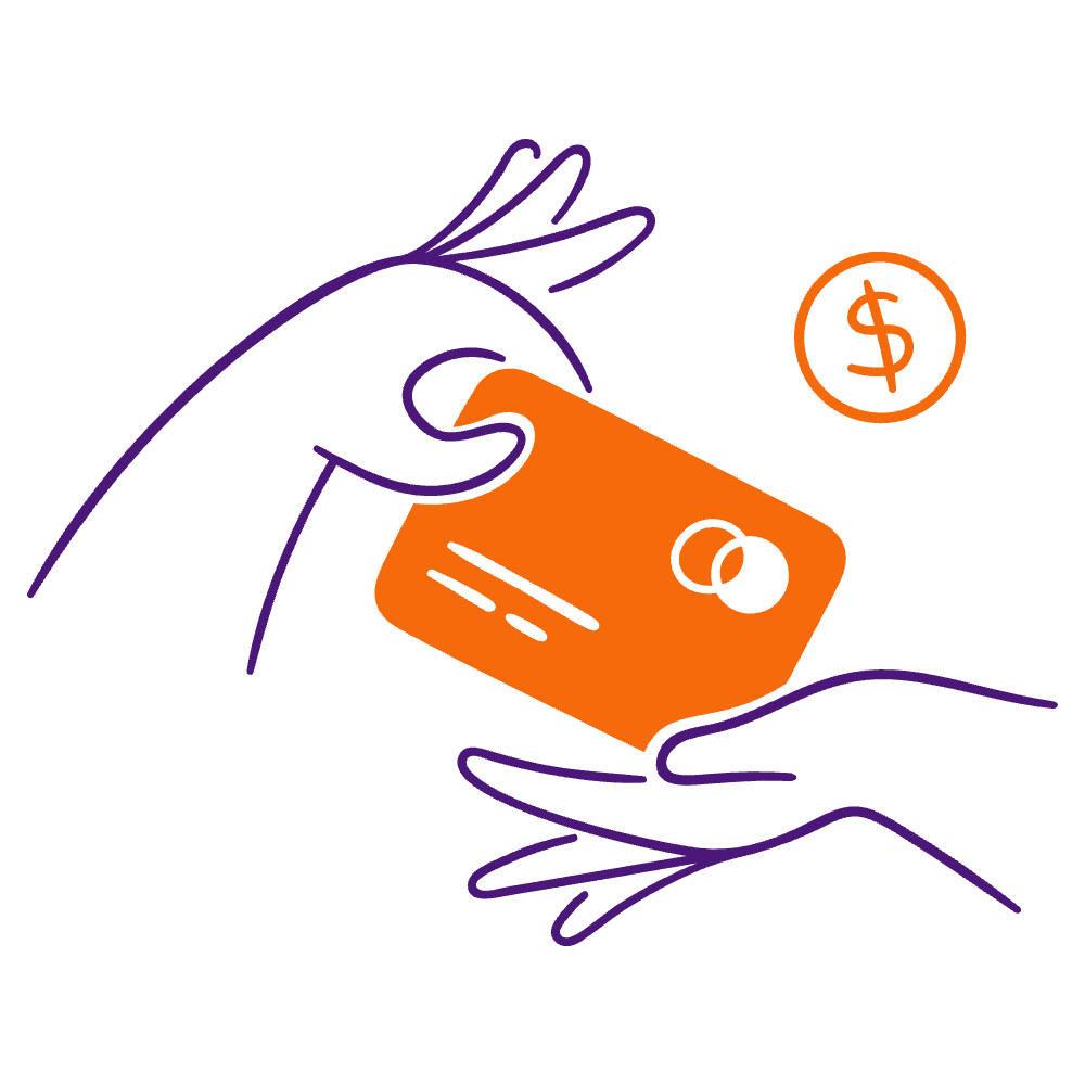 An illustration of someone making a payment with a card.