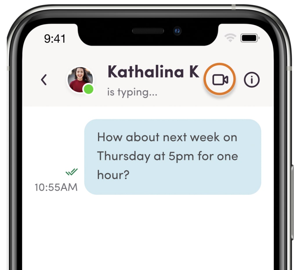 A smartphone highlighting the video call button.