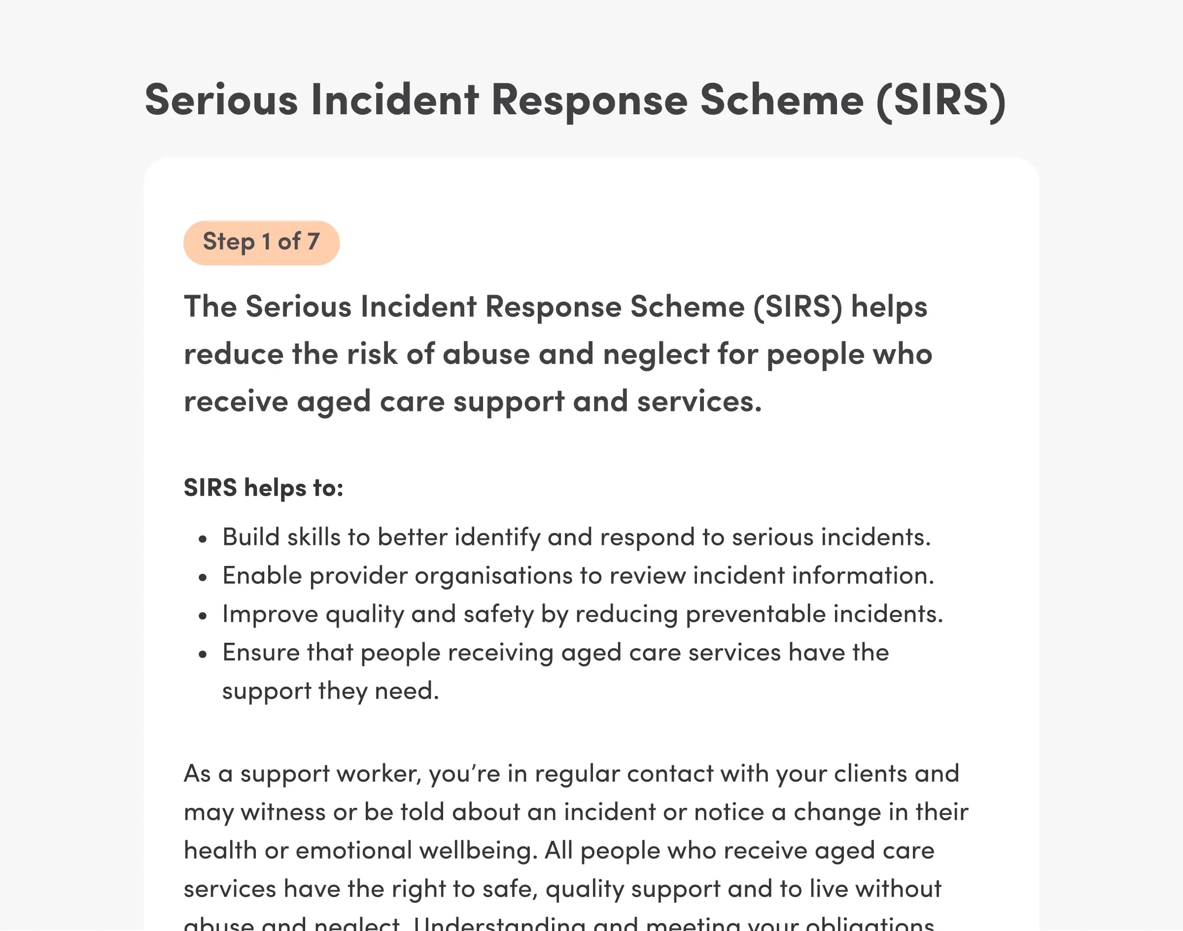 The first of seven steps in incident reporting.
