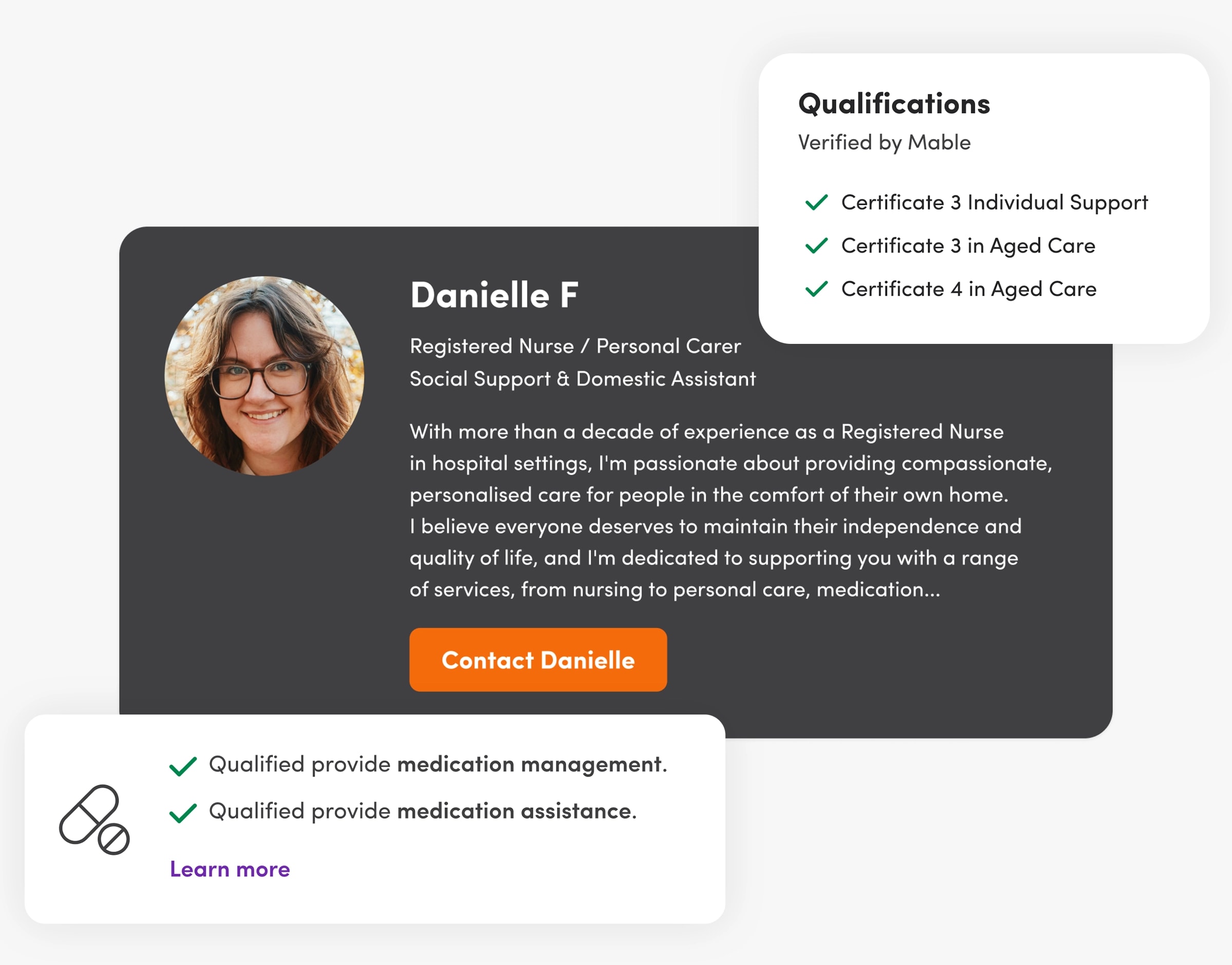 View support worker qualifications and certifications.