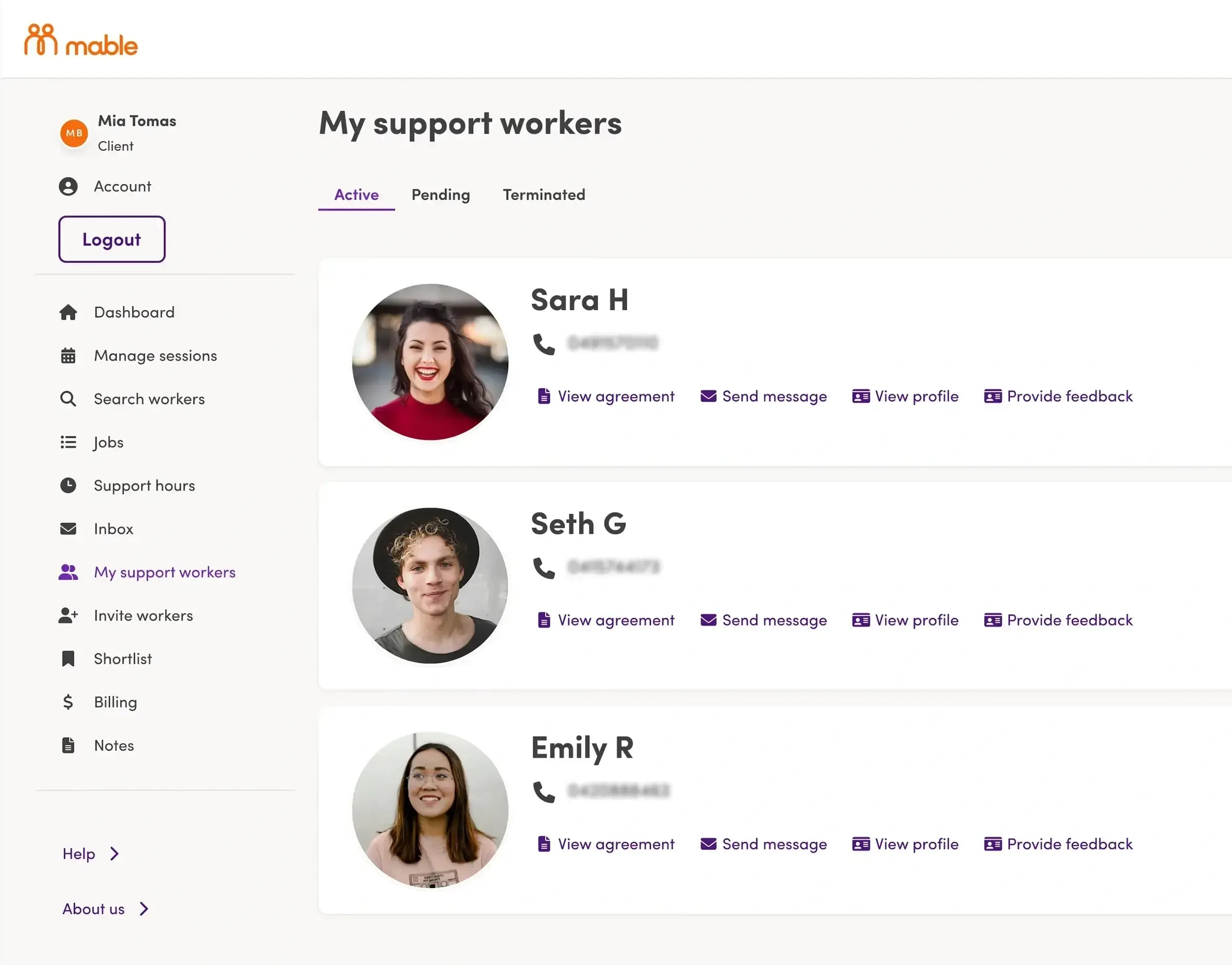 Manage your team of support workers all in one place