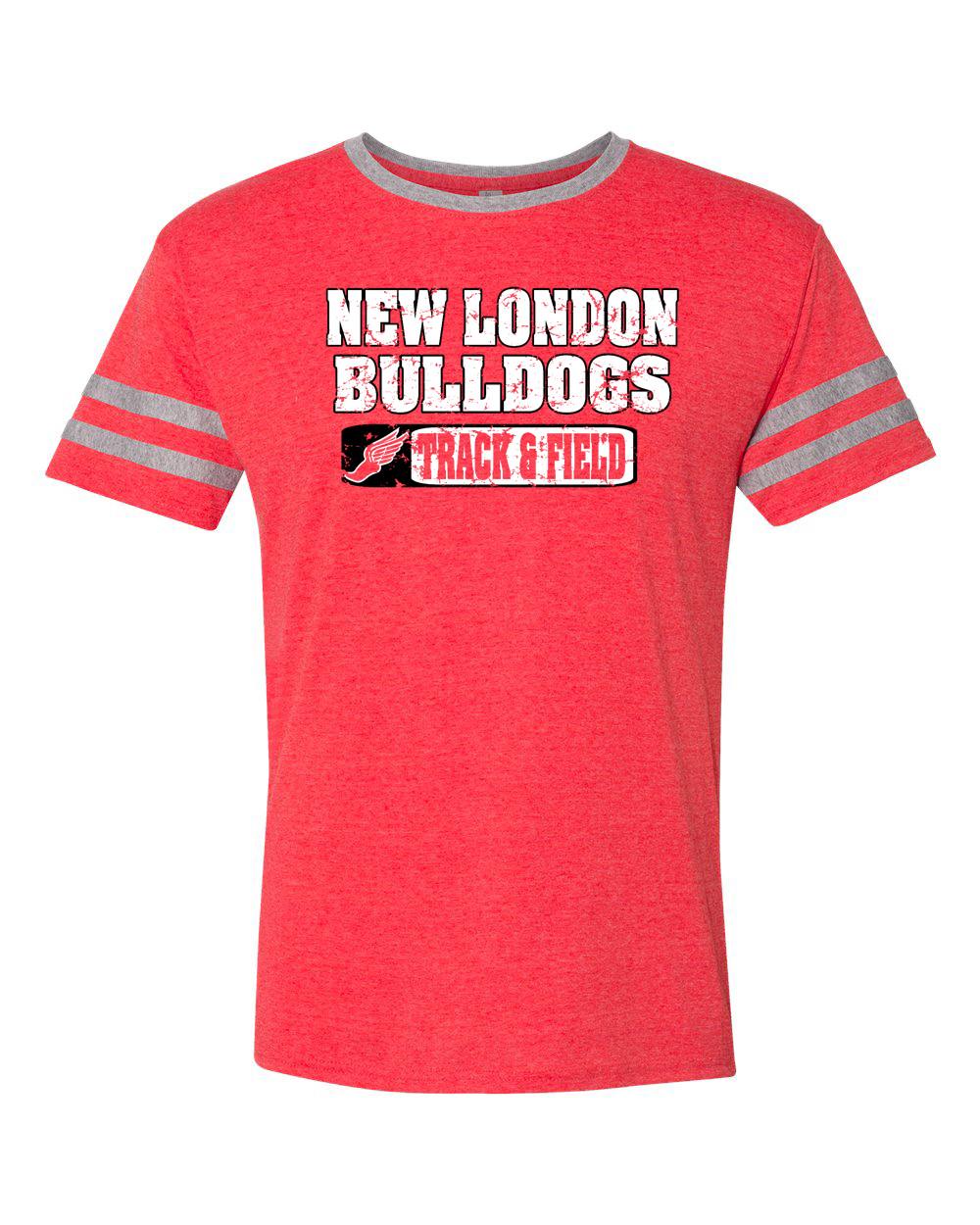 Fiery Red Heather/ Oxford Retro Distressed Varsity Ringer T-Shirt