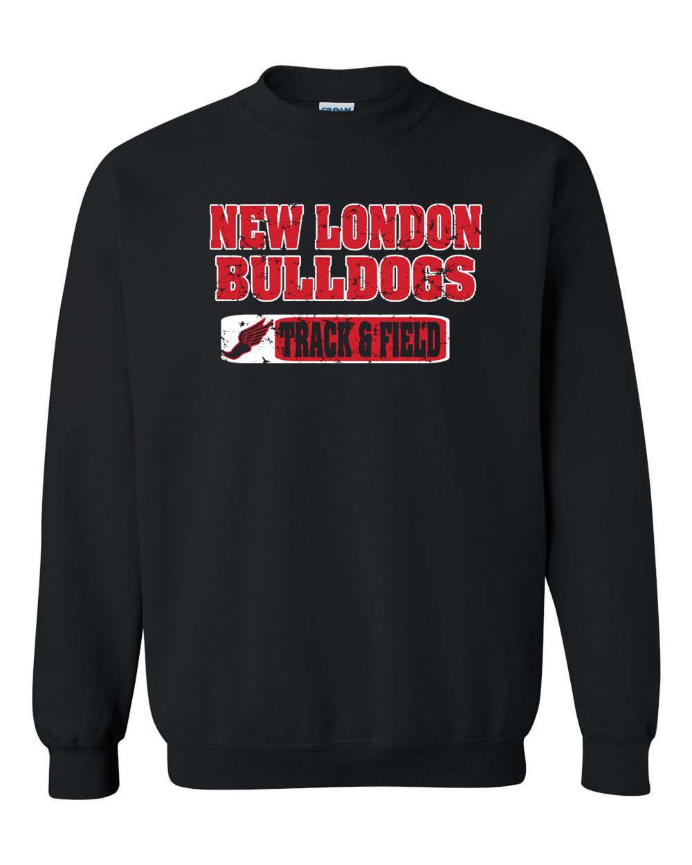 Black Retro Distressed Crewneck Sweatshirt