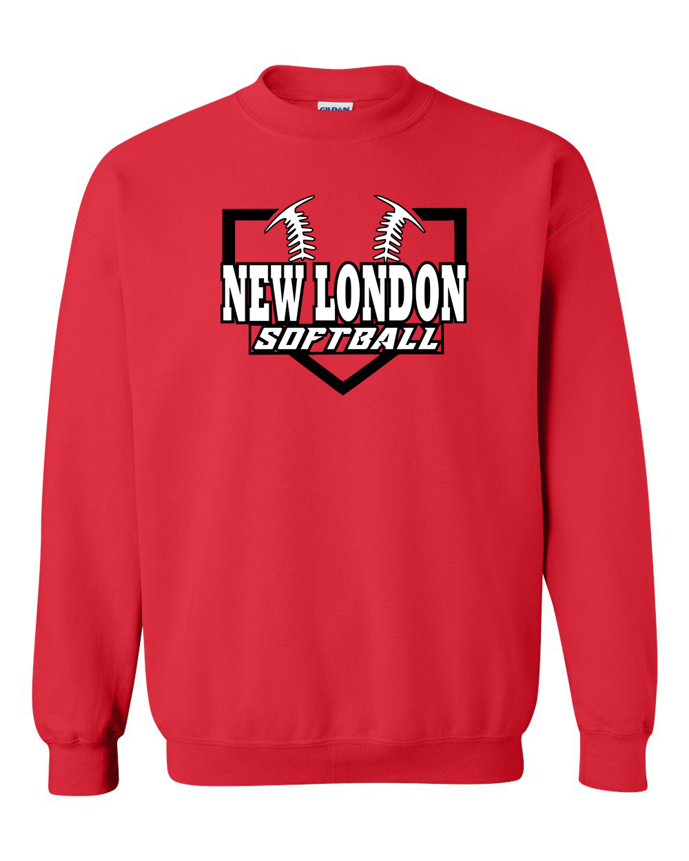 Red New London Softball Crewneck Sweatshirt