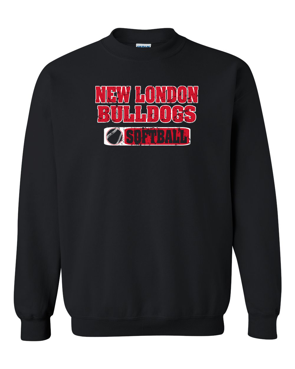 Black Retro Distressed Crewneck Sweatshirt