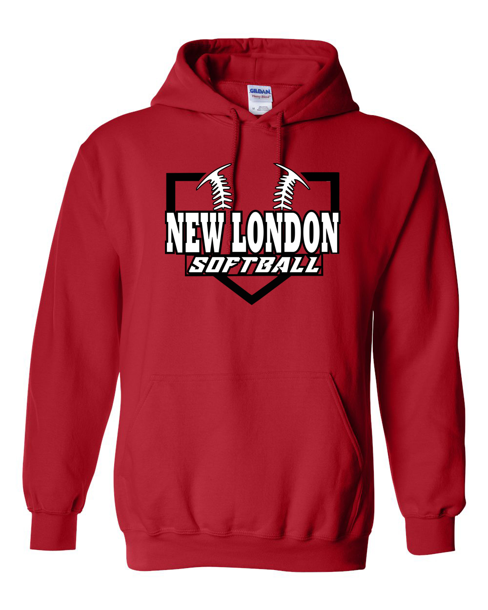 Red New London Softball Cotton/Poly Hooded Sweatshirt