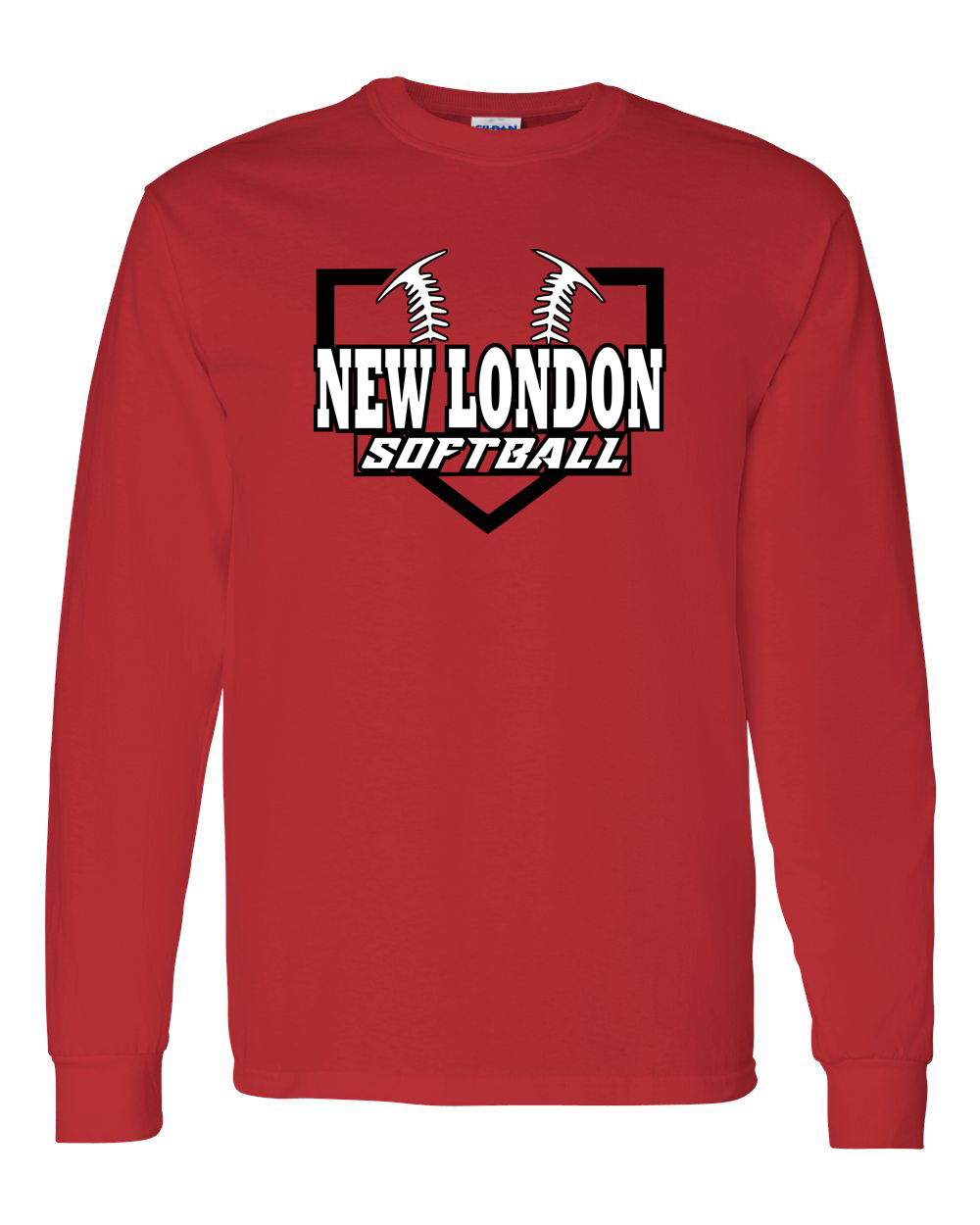 Red New London Softball Cotton Long Sleeve T-Shirt